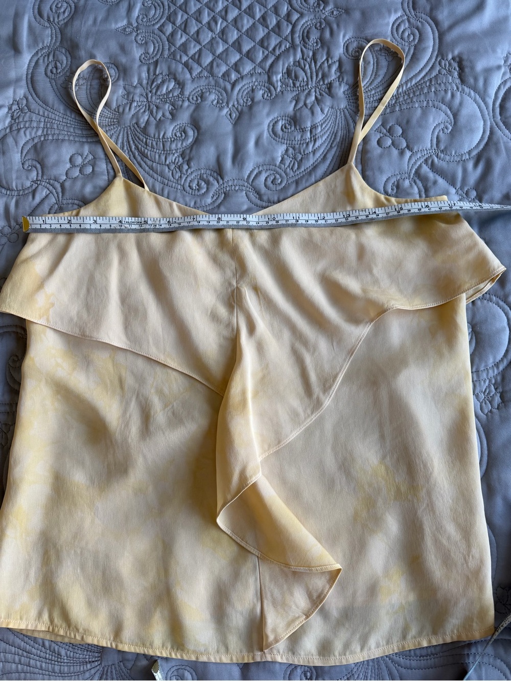 Theory Pale Ombre Yellow Silk Cami with Ruffle Detail - Picture 6 of 8